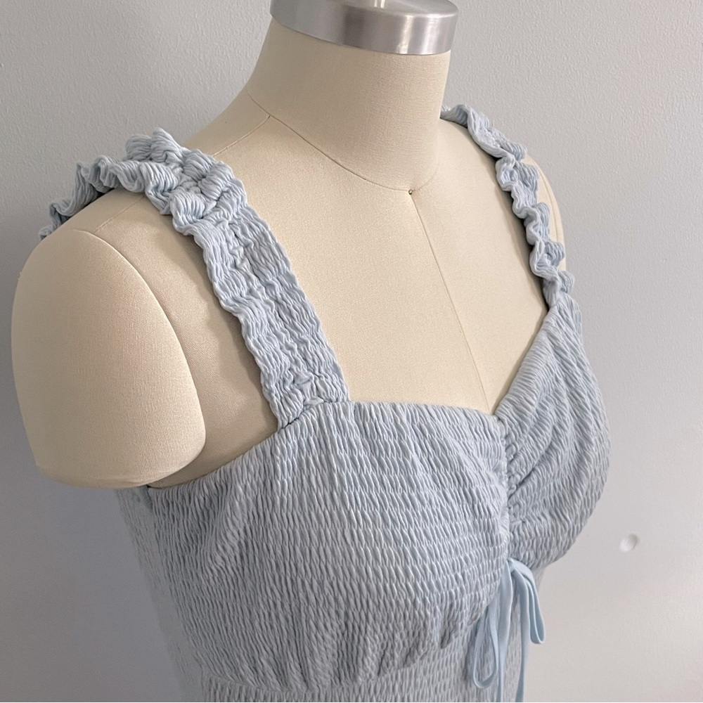 Lost + Wander Light Blue Ruched Bodysuit- Sample- Size Small- NWT - Picture 3 of 9